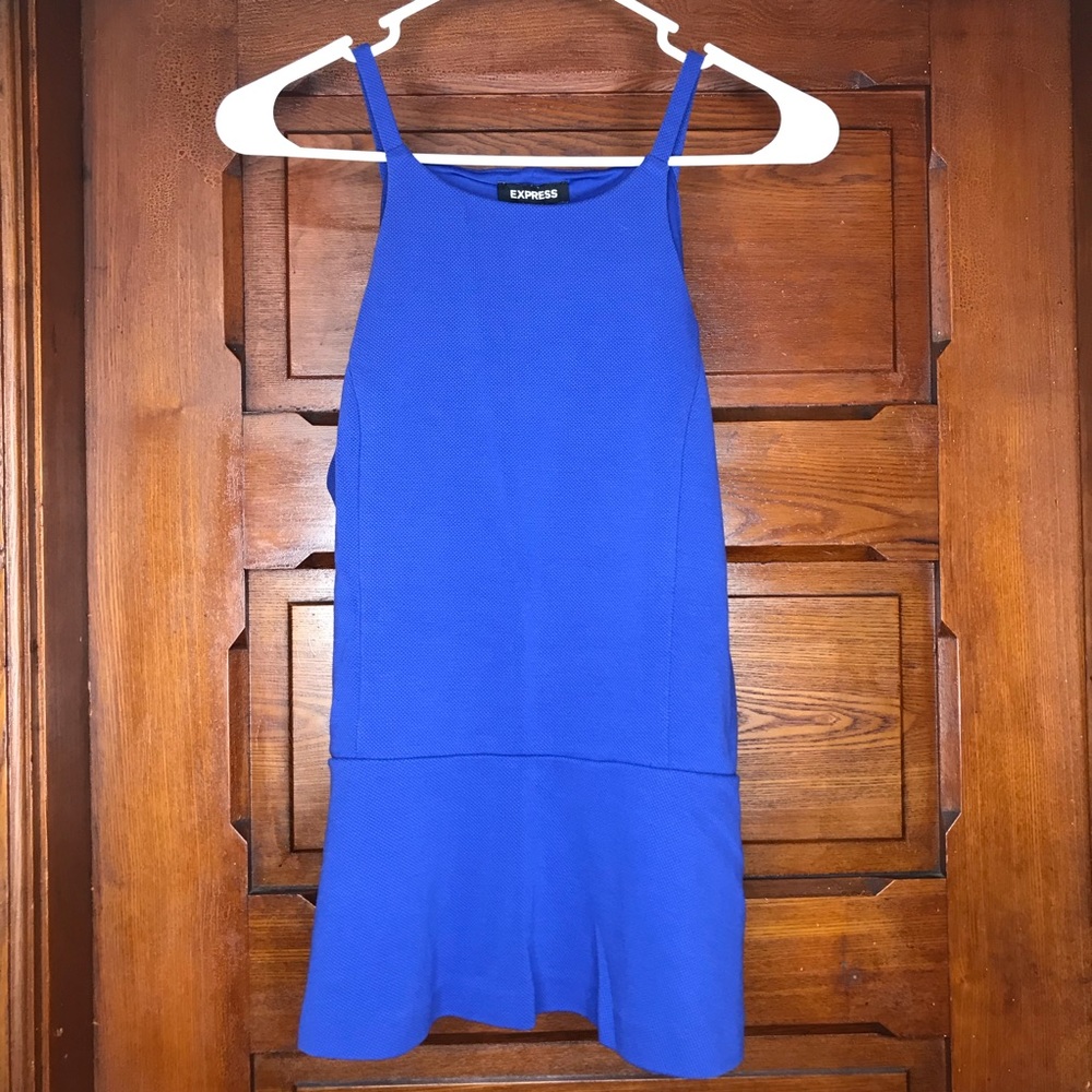 Express Blue Peplum Halter Cami